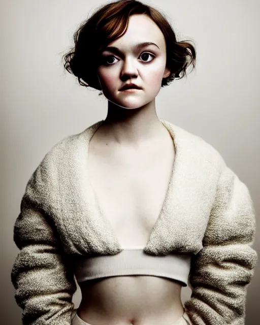 Image similar to symmetrical olivia cooke portrait cream white background, soft diffused light, bjork aesthetic, translucent, by rineke dijkstra, intricate details, highly detailed, masterpiece,