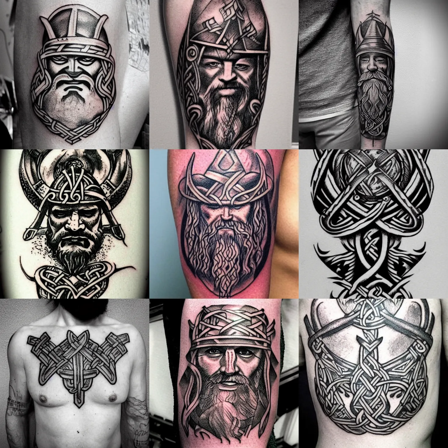 Prompt: viking sketch tattoo