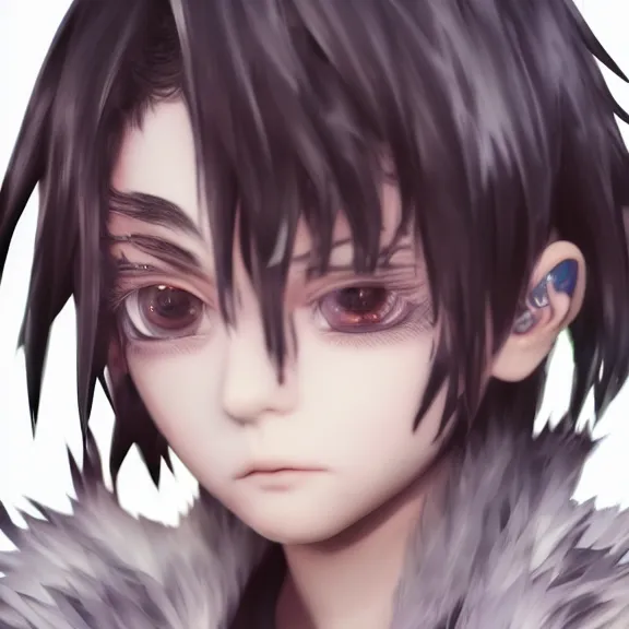 Prompt: 3D render of a cute emo anime boy, fantasy artwork, fluffy, close-up, award winning, hyper detailed, very very very beautiful, studio lighting, artstation, unreal engine, unreal 5, 4k, octane renderer