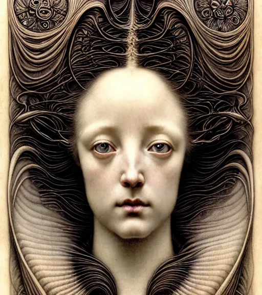 Image similar to beautiful young orchidwoman detailed realistic porcelain face portrait by jean delville, gustave dore, iris van herpen and marco mazzoni, art forms of nature by ernst haeckel, art nouveau, symbolist, visionary, gothic, neo - gothic, pre - raphaelite, fractal lace, intricate alien botanical biodiversity, surreality, hyperdetailed ultrasharp octane render