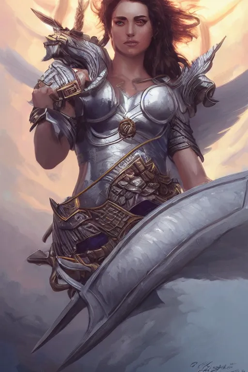 Image similar to amazon valkyrie athena, d & d, fantasy, portrait, highly detailed, headshot, digital painting, trending on artstation, concept art, sharp focus, illustration, art by artgerm and greg rutkowski and magali villeneuve