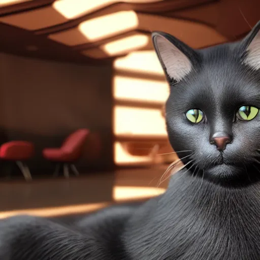 Prompt: Plastic black cat, octane render, realistic lighting, unreal engine