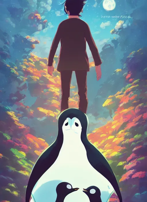 Image similar to alternative movie poster for happy feet by loish, makoto shinkai, studio ghibli, atey ghailan