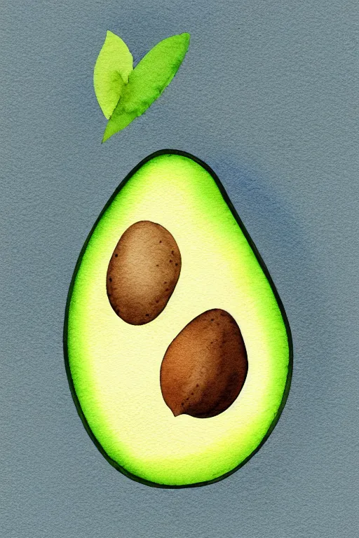 Image similar to minimalist watercolor art of an avocado, illustration, vector art