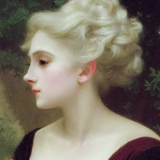 Prompt: portrait painting of a princess, close-up, highly beautiful, elegant, graceful, platinum white hair, pale, by Bouguereau, highly detailed, sharp focus, smooth