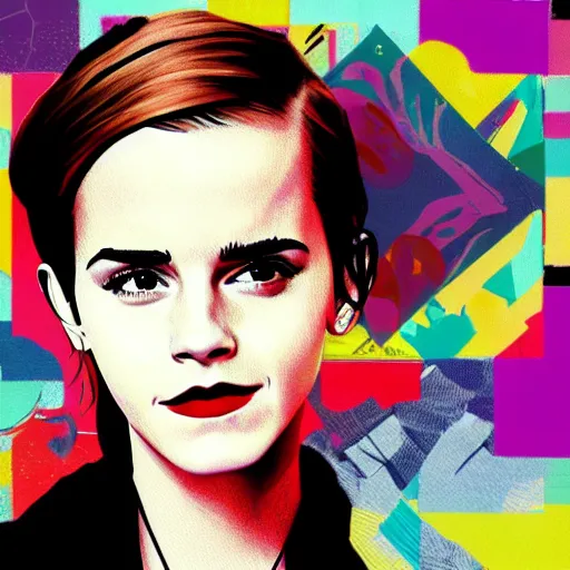 Image similar to Emma Watson, pop-art