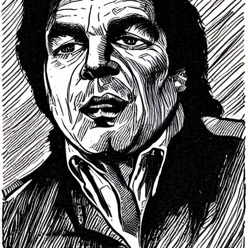 Prompt: a portrait of Steven Segal drawn by Robert Crumb