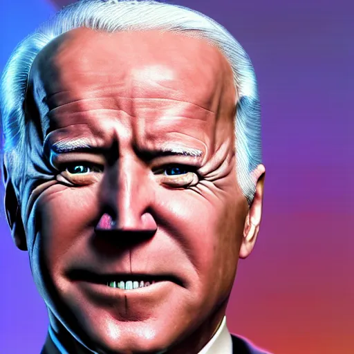 Image similar to “Supervillain Joe Biden, UHD, hyperrealistic render, 4k, cyberpunk”