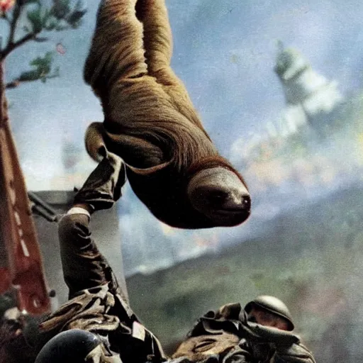 Image similar to ww 2 fought by sloths