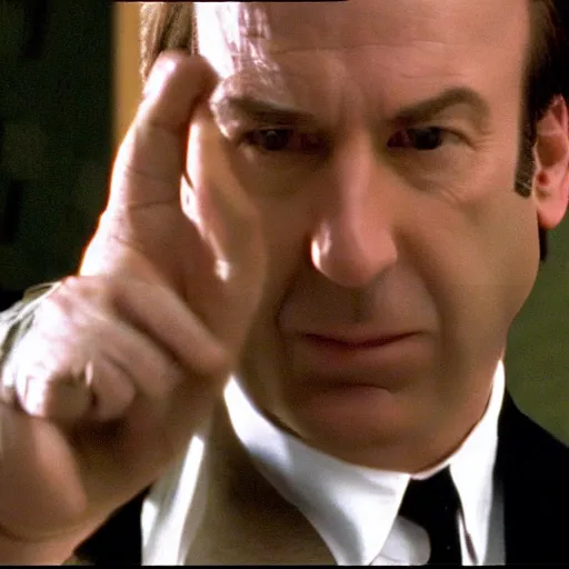 Image similar to saul goodman slow - motion dodging a bullet in the matrix ( 1 9 9 9 )