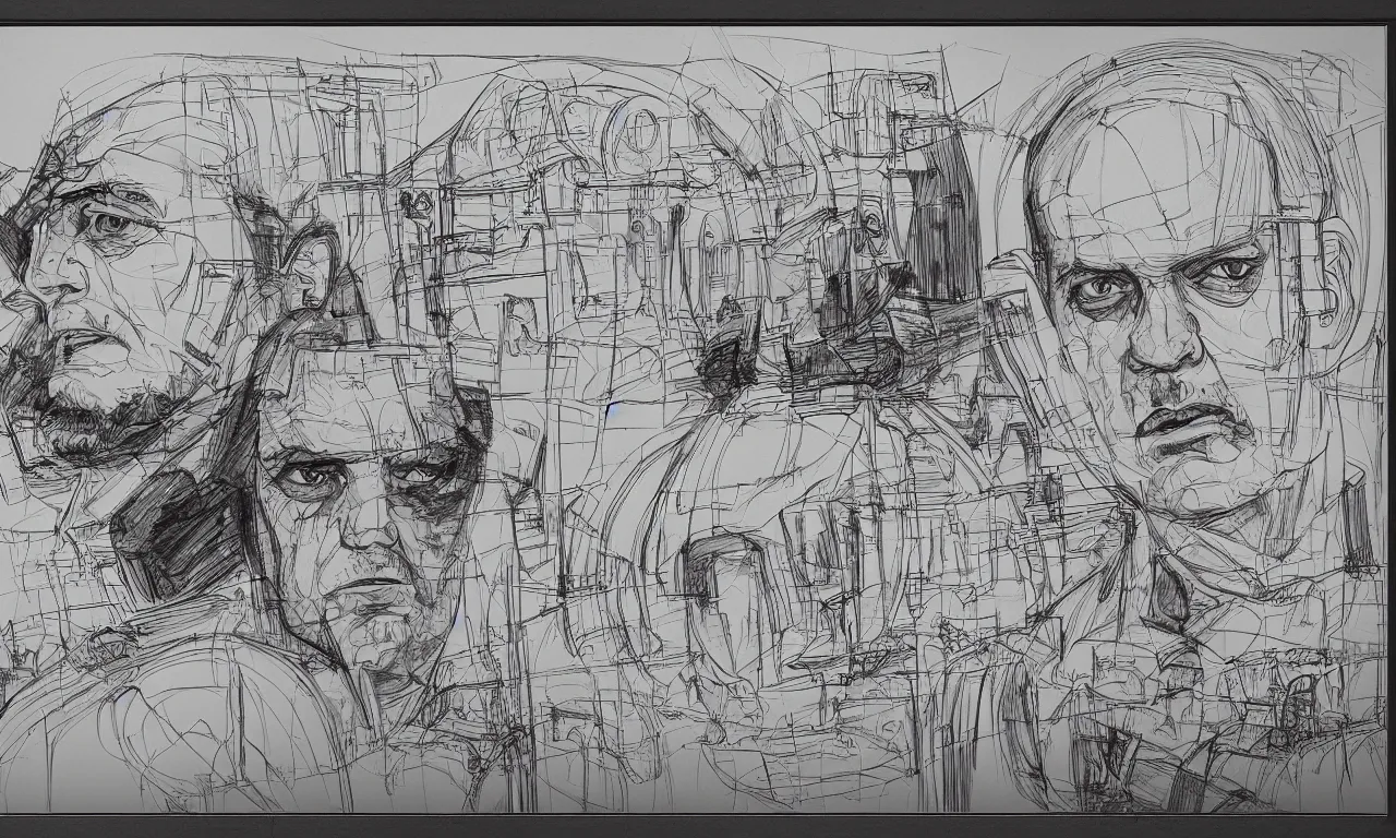 Prompt: annotated highly - detailed and intricate 4 5 degree isometric cross - section of kelsey grammer's head + marker concept art style rendering + half blueprint + tetrachromacy + john berkey + vincent di fate + ralph mcquarrie + center frame : : annotations : : crane : : - 1