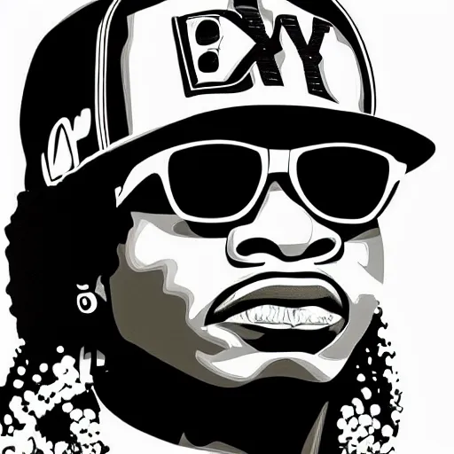Prompt: eazy-e portrait, color by numbers
