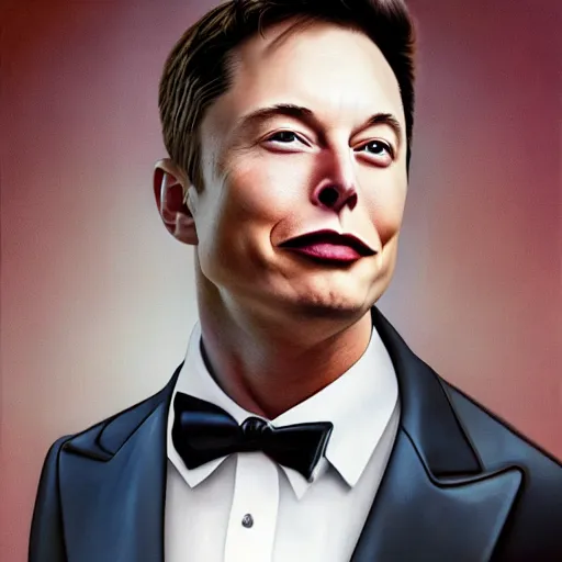 Prompt: an extremely realistic surrealism painting of an elongated muskrat with the face of elon musk, 8k, ultra realistic