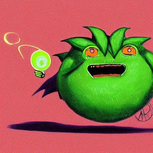 Image similar to a Andy Milonakis tennis ball monster, tennis ball, lightning, chalk, digital art, fantasy, magic, trending on artstation, ultra detailed, professional illustration by Basil Gogos