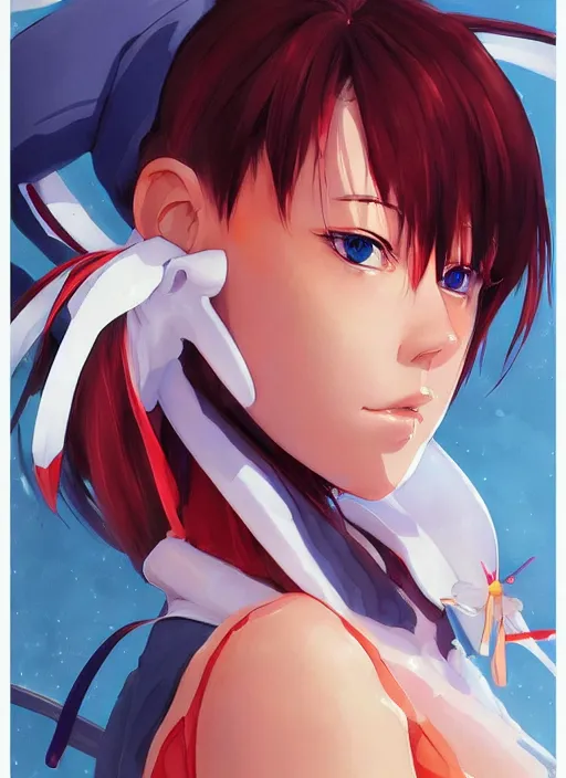 Image similar to asuka evangelion, portrait bikini shinkai makoto studio ghibli studio key hideaki anno sakimichan stanley artgerm lau rossdraws james jean marc simonetti elegant highly detailed digital painting artstation pixiv