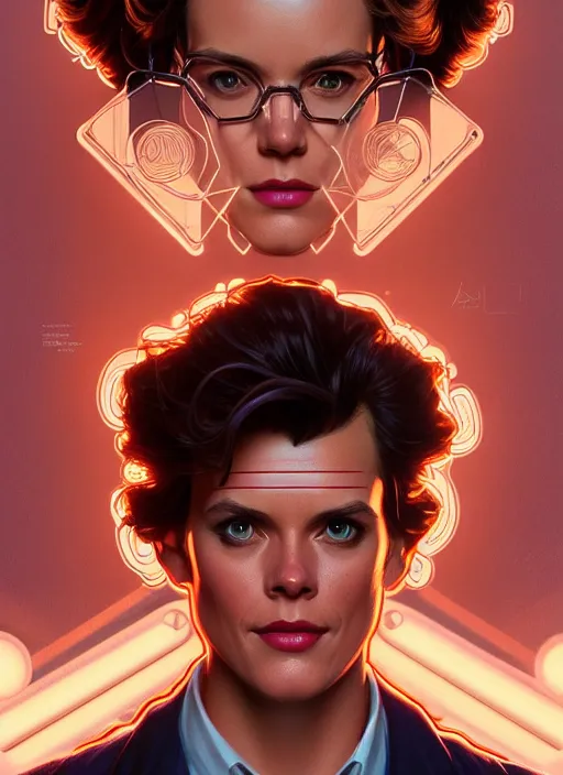 Image similar to symmetry!! portrait of ace ventura pet detective, chemisty, sci - fi, glowing lights!! intricate, elegant, highly detailed, digital painting, artstation, concept art, smooth, sharp focus, illustration, art by artgerm and greg rutkowski and alphonse mucha, 8 k