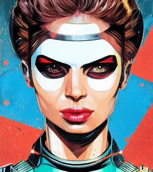 Image similar to portrait of a female android, by MARVEL comics and Sandra Chevrier