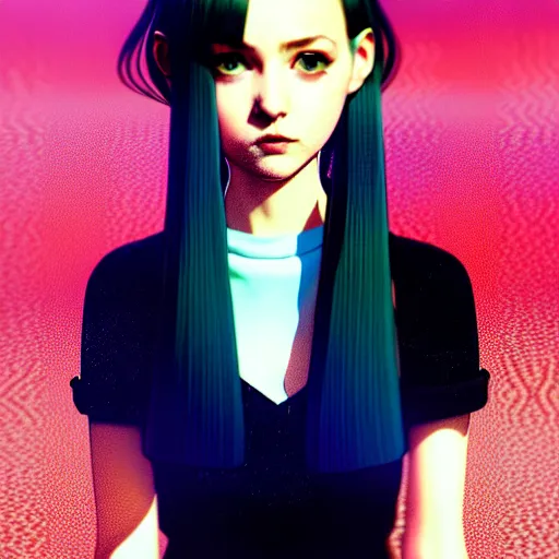 Prompt: a beautiful young british alternative music singer. optical illusion art by ilya kuvshinov lois van baarle ross tran range murata artgerm katsuhiro otomo norman rockwell. highly detailed intricately sharp focus mystically trending deviantart, pinterest, vogue italia, unreal engine 5, 4 k uhd image