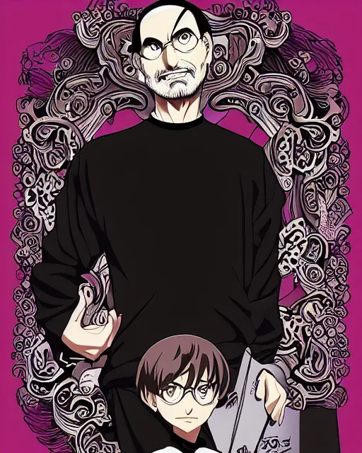 Prompt: steve jobs the official anime, manga, intricate, aesthetic