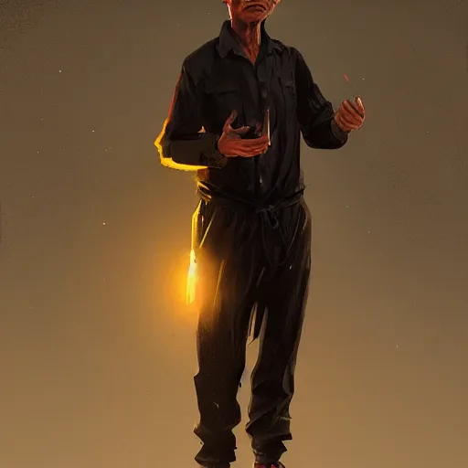 Image similar to portrait of a peruvian man by greg rutkowski, he is about 3 0 years old, short black hair with bangs, very tall and slender, he is wearing a beige and black utility jumpsuit, highly detailed portrait, digital painting, artstation, concept art, smooth, sharp focus ilustration, artstation hq