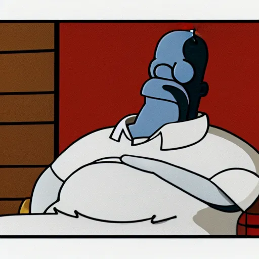 Prompt: photo, sad homer simpson in an episode of the sopranos, 4 k, high detail, professional photography