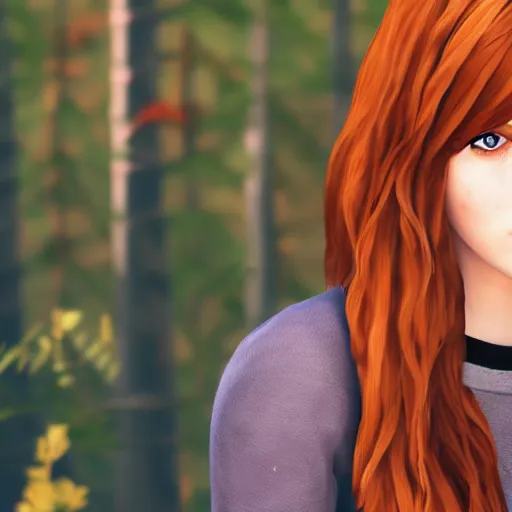 Prompt: ginger hair girl in style of the game life is strange - n 4