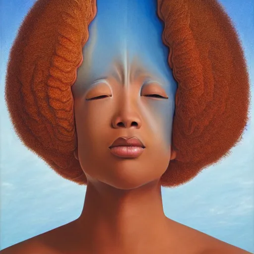 Image similar to lifelike by liu ye, by kadir nelson. the drawing of the moment when the goddess venus is born from the sea. she is shown standing on a giant clam shell, with her long, flowing hair blowing in the wind. the drawing is full of light & color, & venus looks like she is about to step into a beautiful, bright future.