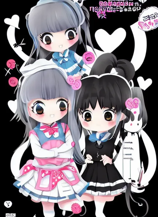 Image similar to manga style, black and white manga, kawaii chibi manga school girl kuudere by gen urobuchi and yuyuko takemiya