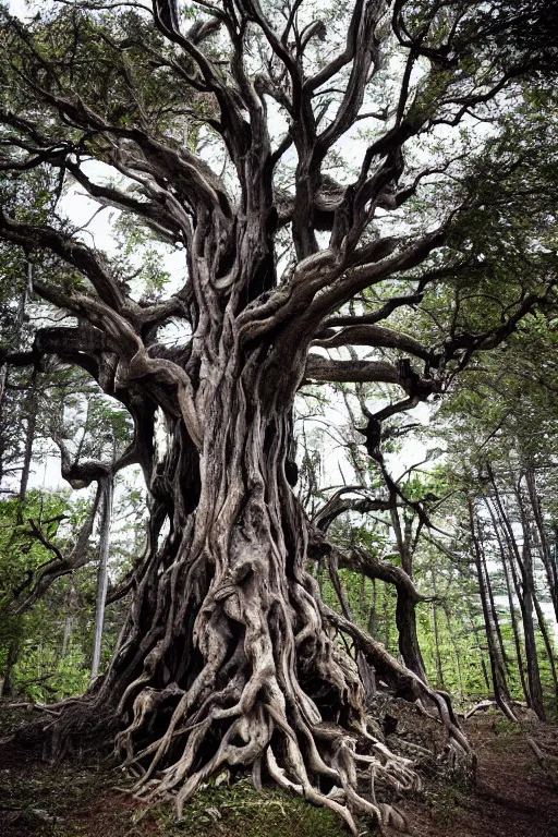 Prompt: the big gnarly tree was a portal to the underworld