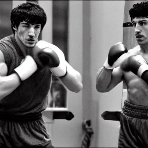 Image similar to rocky balboa training to play playstation