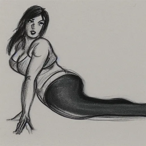 Image similar to milt kahl sketch of thick cuban girl wearing black yoga pants