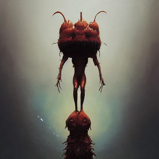 Image similar to A painting of an anthropomorphic ant queen standing on her hind legs formian pathfinder, digital art, Wayne Barlowe Pierre Pellegrini Greg Rutkowski