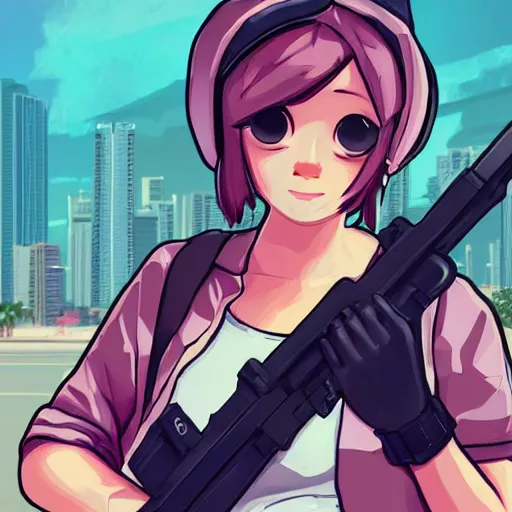 Prompt: LilyPichu in the style of gta san andreas, holding grenade,in the style of artgerm, rossdraws