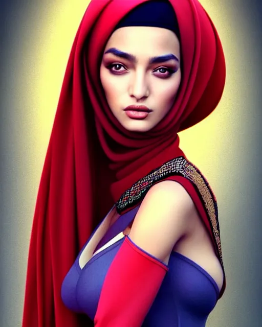 Image similar to richly detailed color illustration of very very beautiful Arab fashion model illustrated by Artgerm and Mina Petrovic and Timothy Kong and Marina Federovna. 3D shadowing