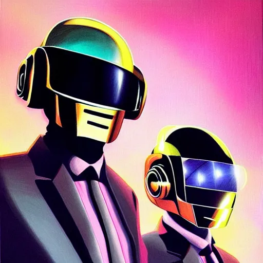 Image similar to portrait of daft punk, art by charlie bowater