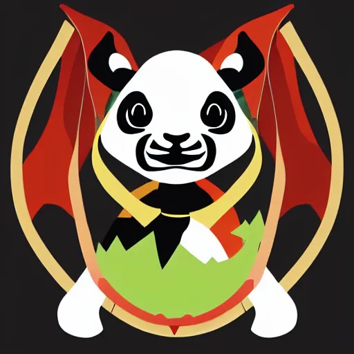 Image similar to vector art of welsh dragon and panda mixed, intercrossed, chimera, adobe illustrator