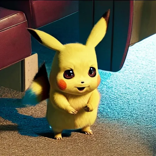 Prompt: movie still of fat detective Pikachu