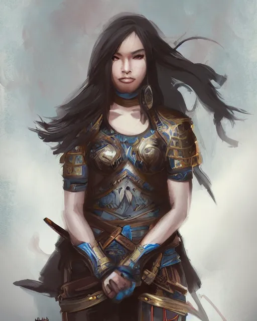 Image similar to a portrait of a beautiful female warrior by Ross Tran, James Jean