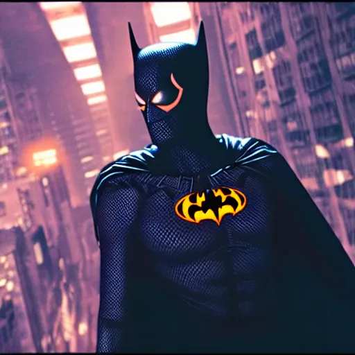 Image similar to a portrait of a spiderbatman , film still cyberpunk, highly detailed,4K UHD image