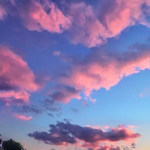 Image similar to photograph of the sky, taken with an iphone, raw, no filter, beautiful, sunset, clouds, city