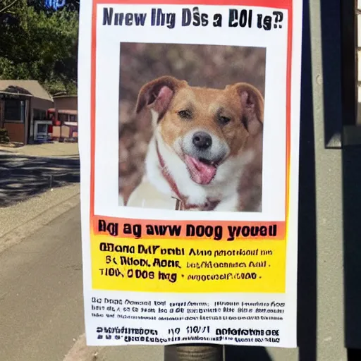 Image similar to missing dog poster stapled to telephone pole