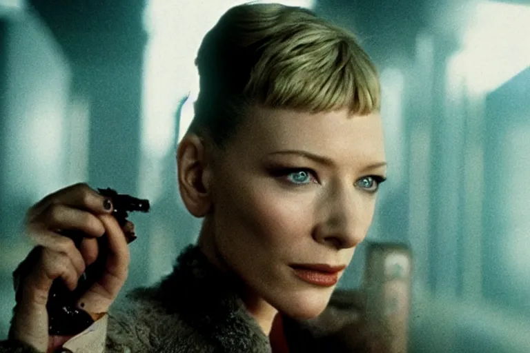 Prompt: cate blanchett in blade runner, movie still