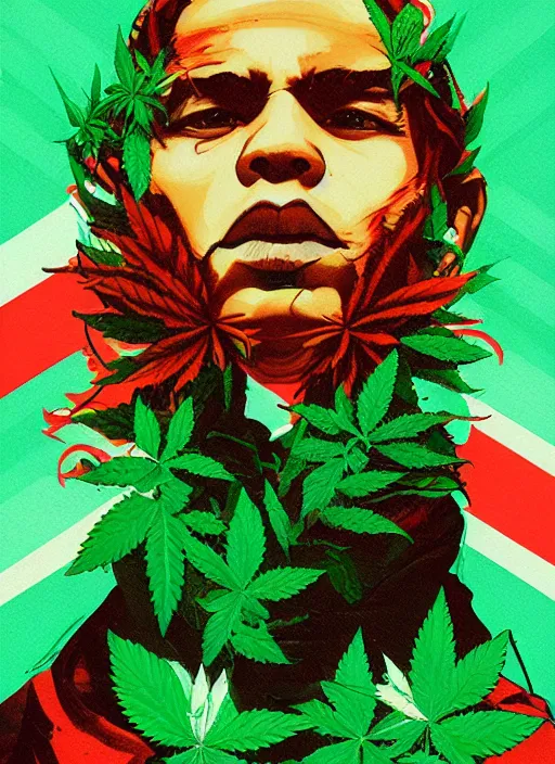 Image similar to profile picture by sachin teng x supreme, marijuana, organic painting, asymmetrical, green, marijuana smoke, matte paint, hard edges, energetic