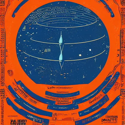 Prompt: blue rocket in space, orange fruit as a planet, intricate sci-fi poster by Denis Villeneuve