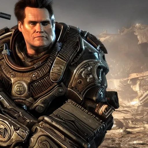 Image similar to Jim Carrey in Gears of War, HD