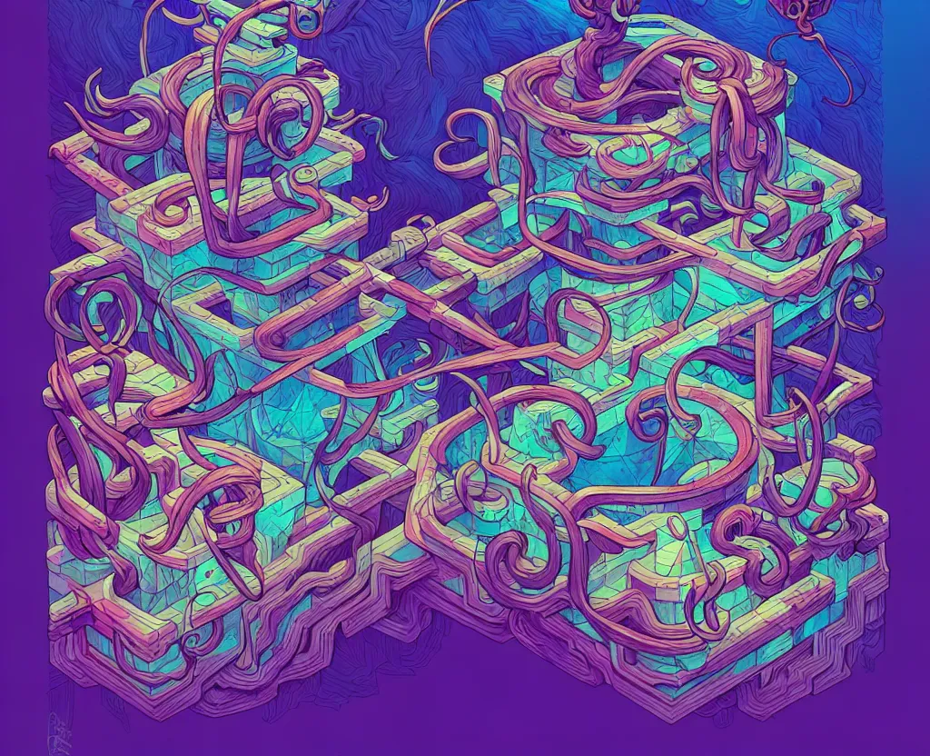 Image similar to arcane twisted turn of fate abstraction, centered award winning ink pen illustration, isometric abstract illustration by dan mumford, edited by craola, technical drawing by beeple and tooth wu, tiny details by artgerm and watercolor girl, symmetrically isometrically centered