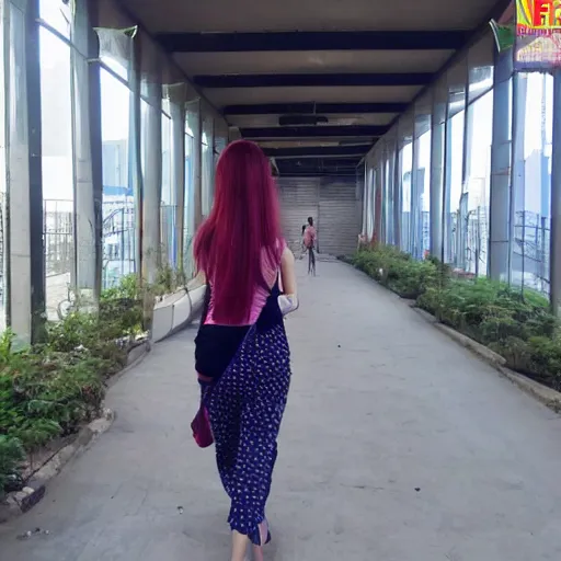 Image similar to anime girl walking in noida