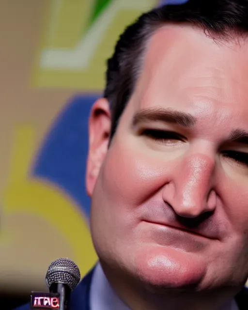Prompt: closeup portrait of ted cruz as a felt muppet behind a podium in a cpac convention, intricate detail, octane, editorial photo