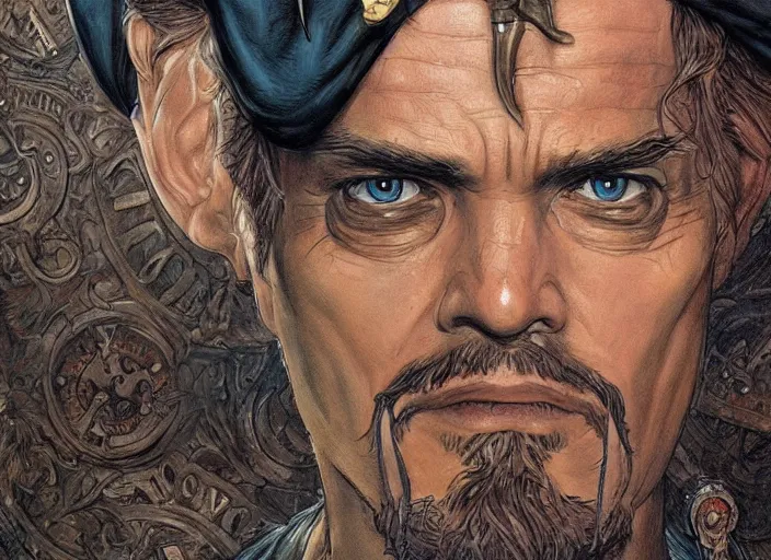 Image similar to a highly detailed pirate portrait of stephen strange, james gurney, james jean