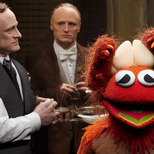 Image similar to hannibal lecter hosting the muppet show